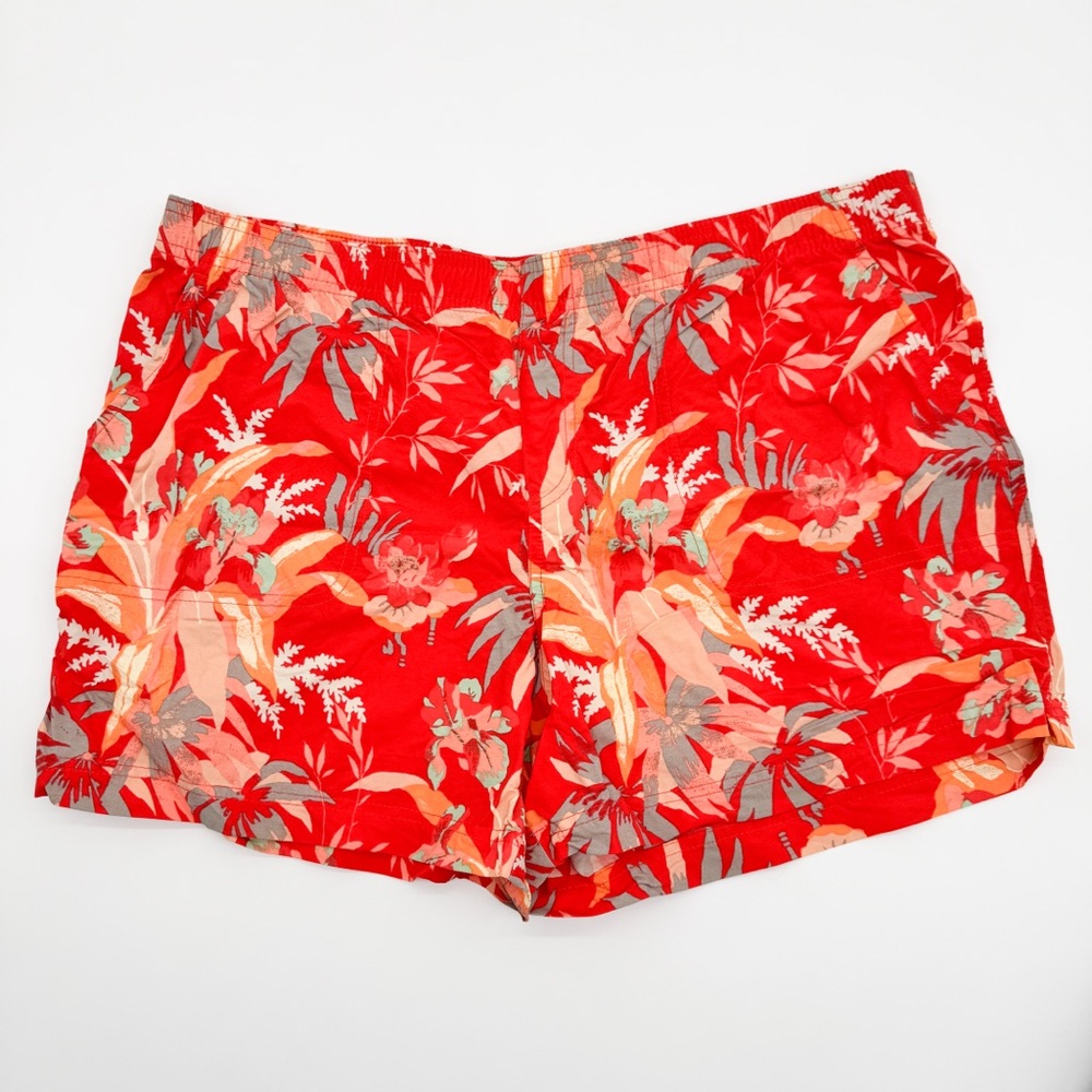 Columbia Swim Shorts Unlined Orange Floral Leaves Men’s Size XL